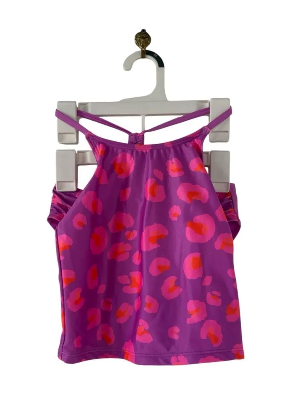 Cat & Jack Girls' Purple Pink Orange Leopard-Print 2 PCs bikini swimsuit NWT